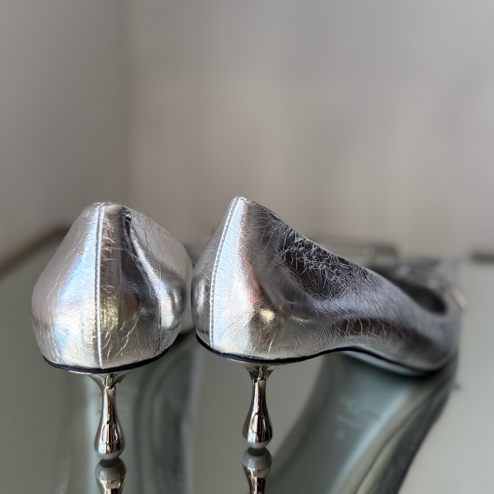 Jimmy Choo Scarlett Metallic Corset Kitten Pumps $1,075 41 - Picture 8 of 14
